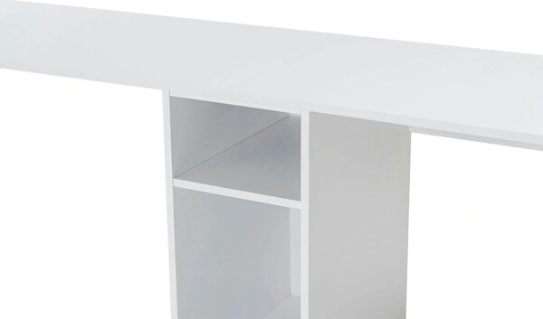 Birou TWIN, alb/auriu, PAL melaminat/metal, 240x60x74 cm