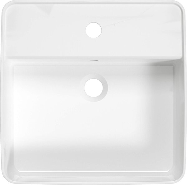 Deante Square, chiuveta blat cu orificiu pentru robinet 420x420x120mm, alb lucios, DEA-CGS_6U4B