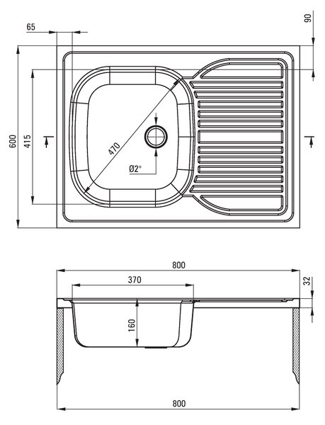 Deante Tango, chiuvetă blat din oțel inoxidabil cu 1 cameră, Z/O 800x600x160 2" + sifon, model satinat, ZM6_0110