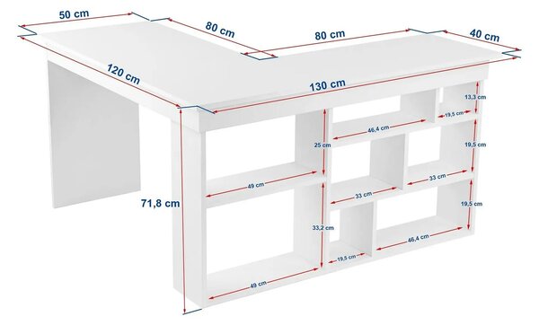 Birou VESPER, gri antracit/pin atlantic, PAL melaminat, 130x120x72 cm