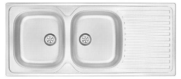 Deante Techno, chiuvetă blat din oțel inoxidabil cu 2 camere Z/O 1165x500x140 2" + sifon, model satinat, ZEU_0210