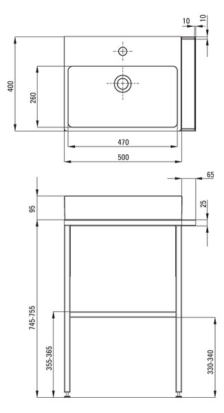 Deante Temisto, chiuveta blat 50x40 cm + suport in picioare, alb-negru, CDTS6U4S