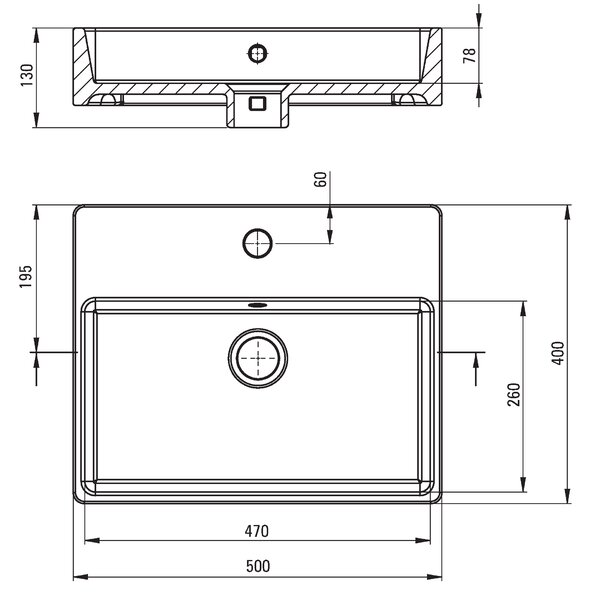Deante Temisto, chiuveta blat 50x40 cm + suport in picioare, alb-negru, CDTS6U4S
