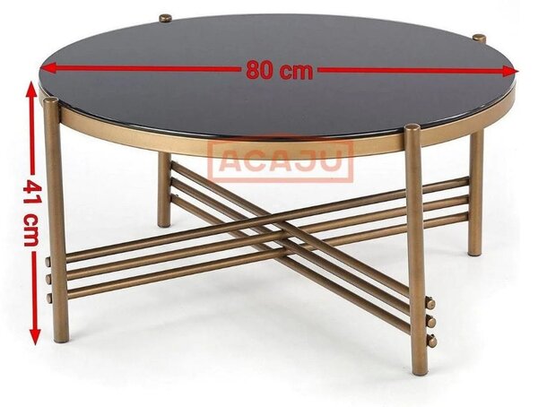 Masuta cafea Ismena, negru/auriu, sticla/otel, 80x80x41 CM