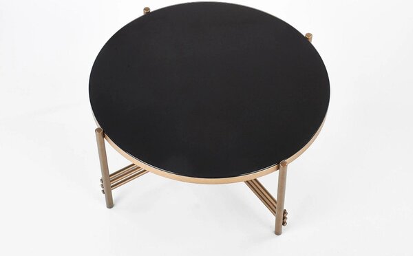 Masuta cafea Ismena, negru/auriu, sticla/otel, 80x80x41 CM