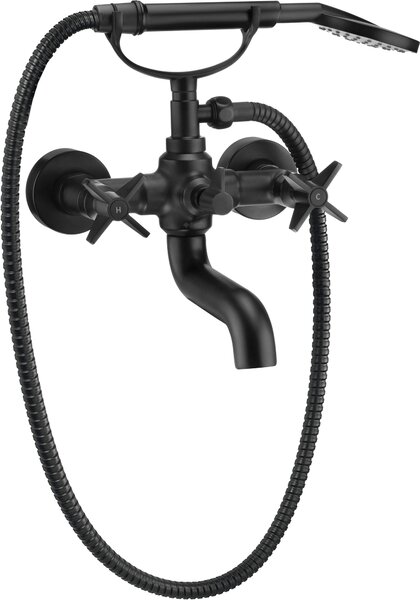 Deante Temisto, baterie de baie cu set de dus, negru mat, BQT_N11D