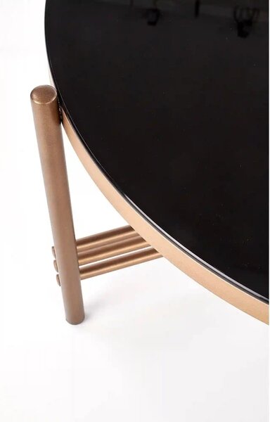 Masuta cafea Ismena, negru/auriu, sticla/otel, 80x80x41 CM