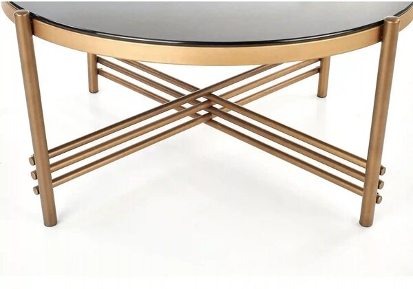 Masuta cafea Ismena, negru/auriu, sticla/otel, 80x80x41 CM