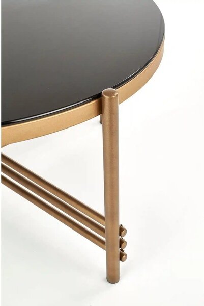 Masuta cafea Ismena, negru/auriu, sticla/otel, 80x80x41 CM