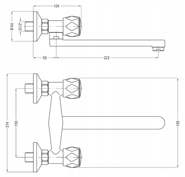 Deante Teno, robinet pentru chiuvetă montat pe perete 150 mm, crom, BON_080D