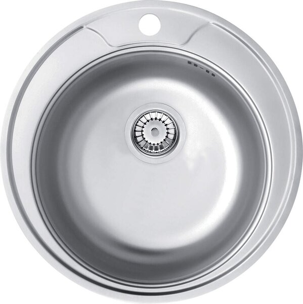Deante Twist, chiuvetă blat din oțel inoxidabil cu 1 cameră B/O 490x170 3,5" + sifon, model satinat cu guler, ZHC_0803