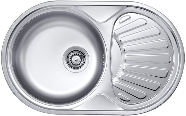 Deante Twist, chiuvetă blat din oțel inoxidabil cu 1 cameră Z/O 770x480x165 3.5" + sifon, model decor, ZEU_311B