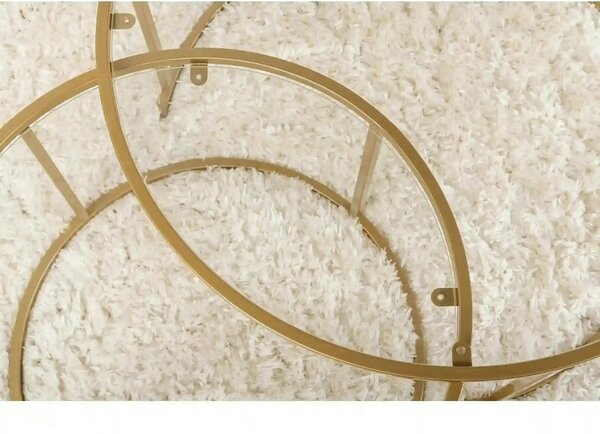 Set 2 masute cafea AURUM, transparent/auriu, sticla/metal