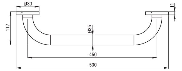 Deante Vital, balustradă metalică de perete 530 mm, oțel periat, NIV_041B