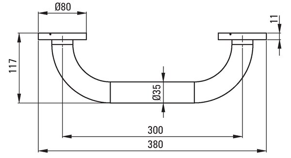 Deante Vital, balustradă metalică montată pe perete 300 mm, oțel periat, NIV_041A