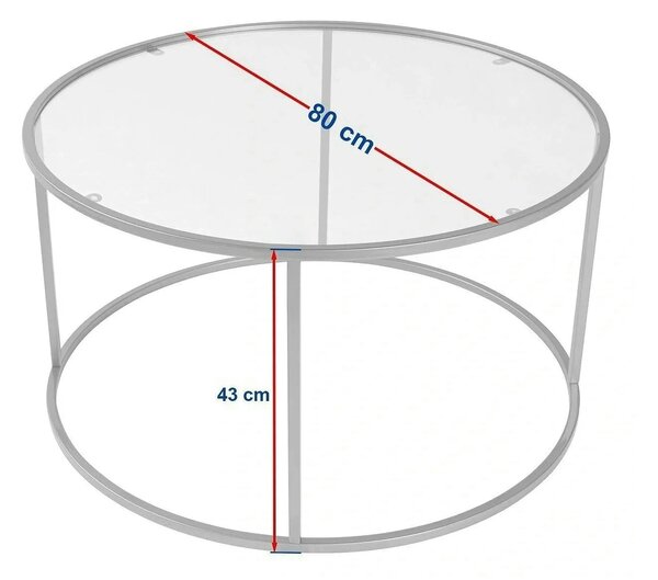 Masuta cafea AURUM, auriu, sticla/metal, 80x80x43 cm
