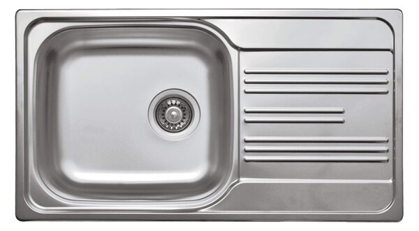Deante Xylo, chiuveta blat din otel inoxidabil cu 1 camera Z/O 780x435x160 3.5" + sifon, model decor, ZEX_3113