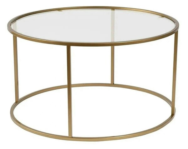 Masuta cafea AURUM, auriu, sticla/metal, 80x80x43 cm