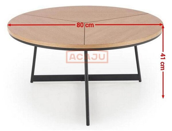 Masuta cafea KARIDA, stejar natural/negru, 80x80x41 cm