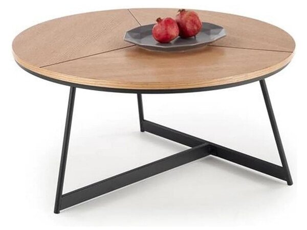 Masuta cafea KARIDA, stejar natural/negru, 80x80x41 cm