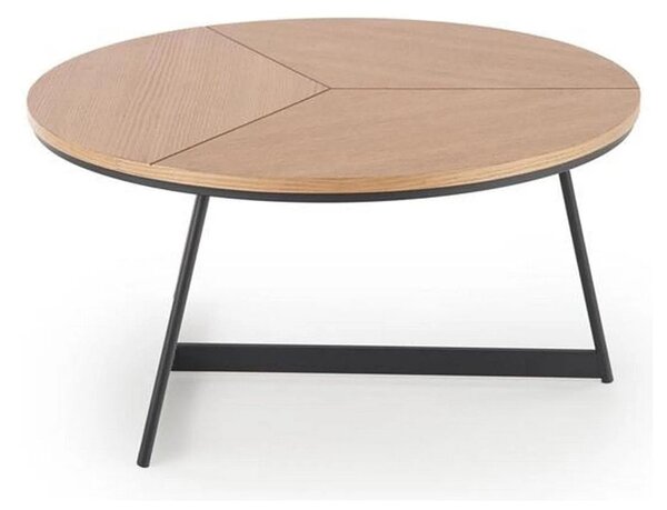 Masuta cafea KARIDA, stejar natural/negru, 80x80x41 cm