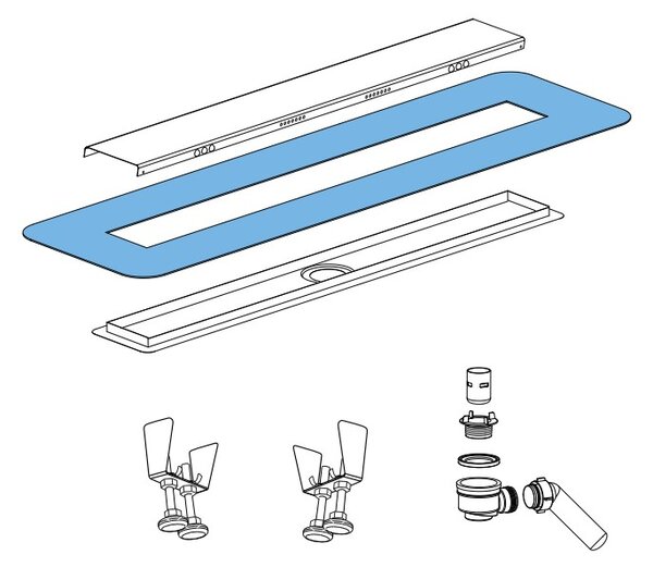 Deante Deante, canal de scurgere liniar din oțel inoxidabil cu grilă rotativă (2 în 1) 60 cm, sifon H65, oțel, KOS_006D