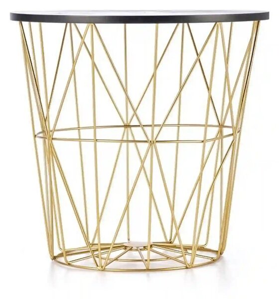 Masuta cafea HARISSA G, negru cu efect de marmura/auriu, 42x42x41 cm