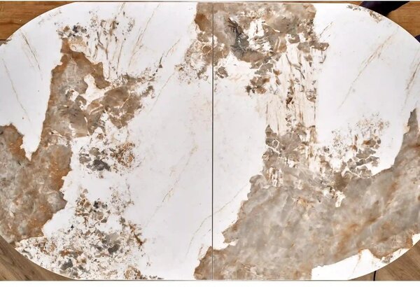 Masa extensibila ROBINSON, bej/alb, ceramica, 160/200x90x76 cm