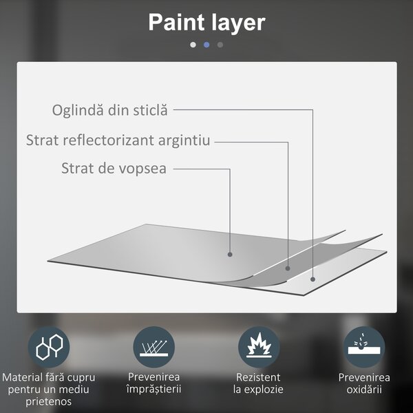 Kleankin Oglindă de Baie Rotundă cu Lumină LED în 3 Culori și Întrerupătoare Touch, Ø70x3,5 cm, Transparet | Aosom Romania