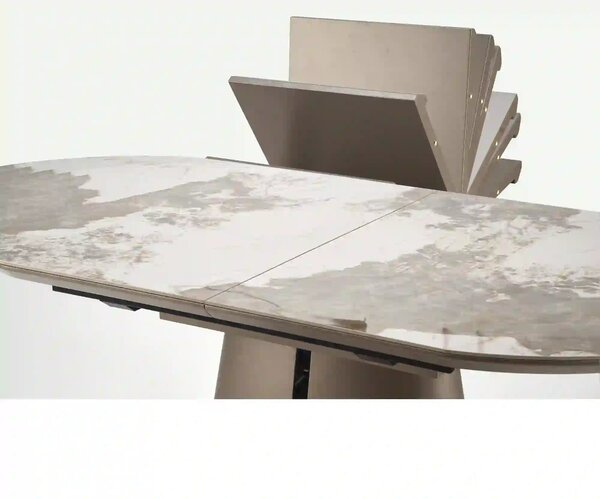 Masa extensibila ROBINSON, bej/alb, ceramica, 160/200x90x76 cm
