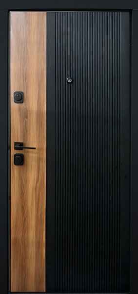 Usa intrare apartament AMURA365 - Finisaj in 2 culori cu riflaj negru si insertie de Cires