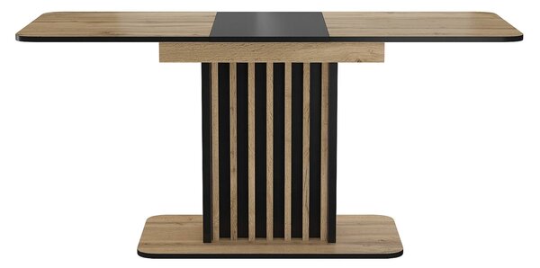 Masa extensibila KENT, stejar artisan/negru, PAL, 130/180x85x76 cm