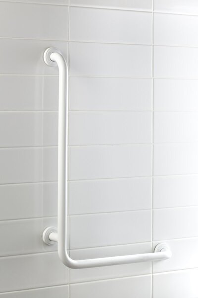 BISK Erga HANDICAP "PRO", mâner în formă de L, 550x550 mm, 25mm, alb, ERG-04784