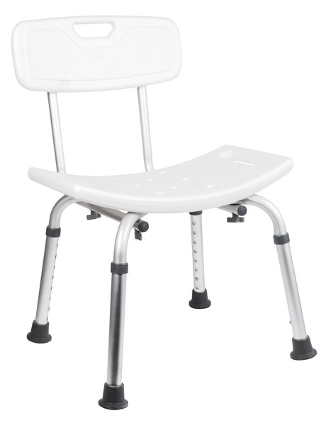 BISK Erga Handicap „PRO”, scaun de baie dreptunghiular cu spătar 495x545x840 mm, alb, ERG-07657