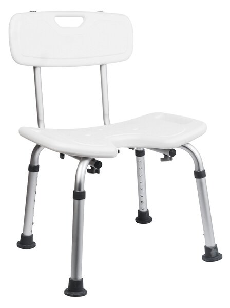 BISK Erga Handicap PRO, scaun de baie dreptunghiular cu spatar 495x545x840 mm, alb, ERG-07658