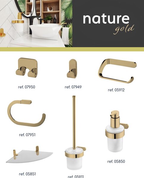 BISK Erga Nature Gold, dozator de săpun de perete, auriu strălucitor, ERG-05850