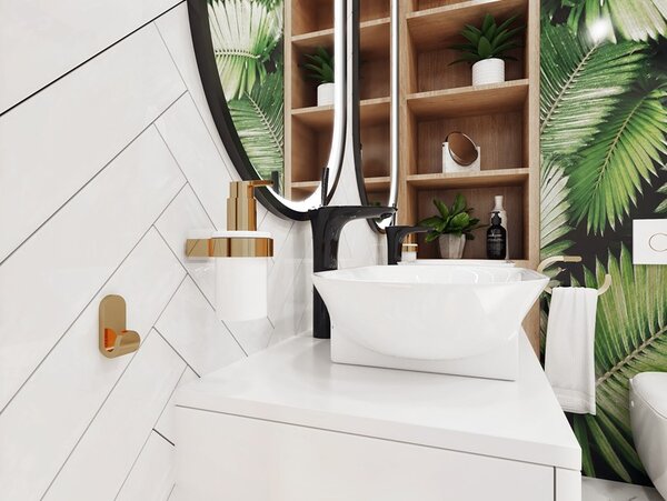 BISK Erga Nature Gold, dozator de săpun de perete, auriu strălucitor, ERG-05850