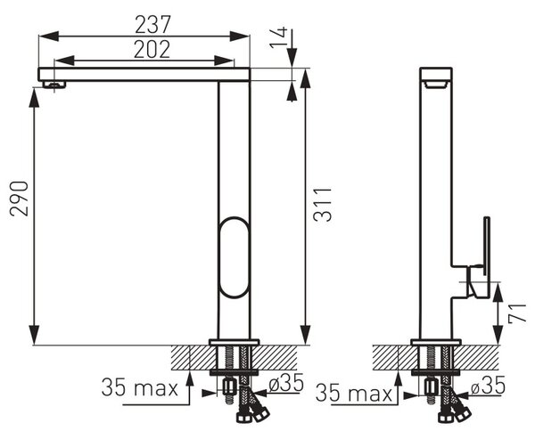 F-Design Avanza, baterie pentru chiuvetă de sine stătătoare, crom lucios, FD1-A10-4-11