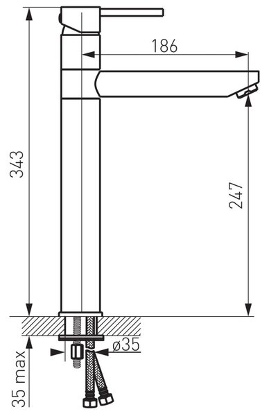 F-Design Flusso, baterie lavoar înaltă, crom lucios, FD1-FLS-2L-11