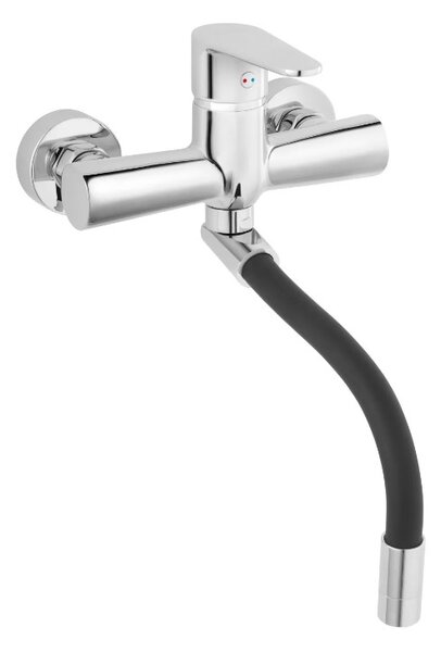 Ferro Algeo Square, baterie de lavoar montată pe perete cu gura flexibilă 150 mm, crom, BAG5FB