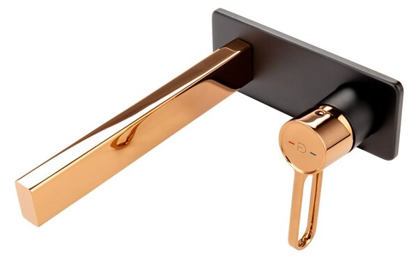 F-Design Zaffiro, robinet pentru lavoar ascuns, negru mat-aur roz, FD1-ZFR-3PA-25