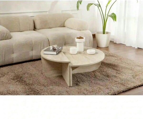 Set 2 masute ORION, bej cu efect de piatra travertin, PAL melaminat