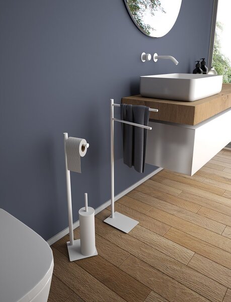 Gedy Gedy, TRILLY Stand cu suport pentru hartie igienica si perie de toaleta, patrat, alb mat, TR3222
