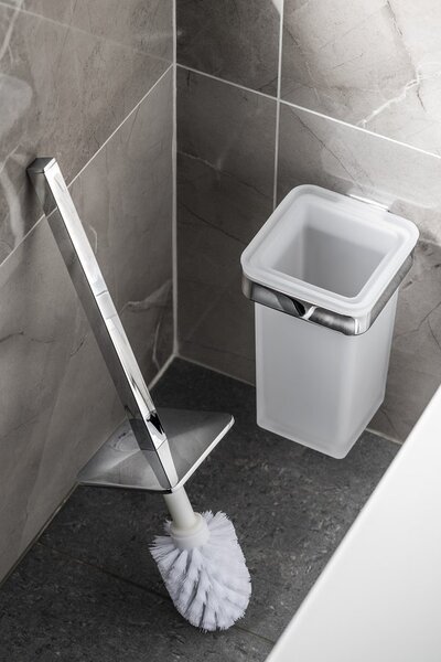 Gedy Gedy, perie WC suspendată SAMOA, sticlă de lapte, crom, A83313
