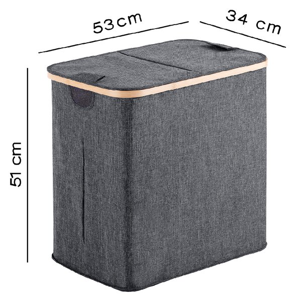 Gedy Gedy, coș de rufe YOSHI 53x51x34cm, bambus, gri, 133808