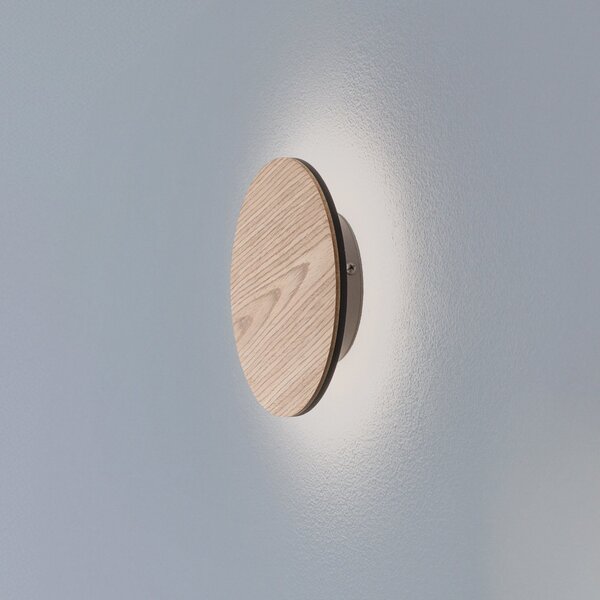 Argon Orios LED lampă de perete, lemn, Ø 20 cm, distribuție indirectă, Lemn, Camera de zi / sufragerie, Lemn, Modern