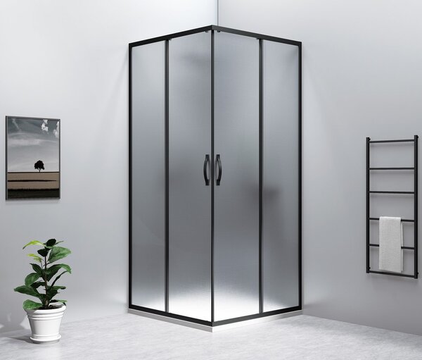 Gelco Gelco, paravan de duș pătrat SIGMA SIMPLY BLACK 900x900 mm, intrare colț, sticlă cărămidă, GS2490B-02