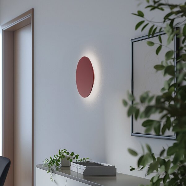 Argon Aplică de perete LED Orios Plus, roșu, Ø 30 cm, oțel, Roșu, Camera de zi / sufragerie, Metal, Modern