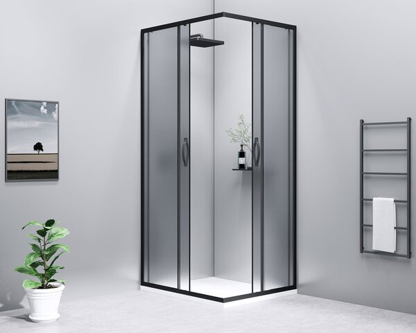Gelco Gelco, paravan de duș pătrat SIGMA SIMPLY BLACK 900x900 mm, intrare colț, sticlă cărămidă, GS2490B-02