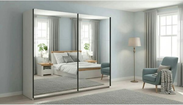 Dressing TETRIX, casmir, PAL, cu 2 usi si oglinzi, 220x60x196 cm